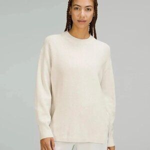 Lululemon Sweater Women's Size 10 oatmeal Merino Wool-Blend Ribbed Crewneck